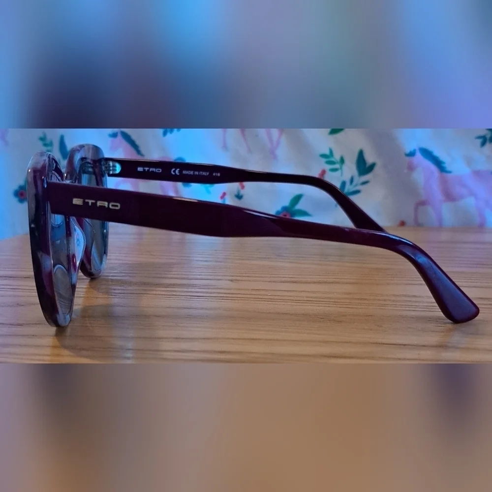 EUC ETRO 643S Burgundy & Grey CatEye Retro Casual Sunglass Eye Glasses Frames